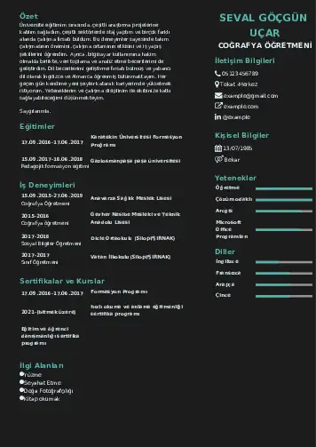 Coğrafya Öğretmeni CV Örnekleri cv indir